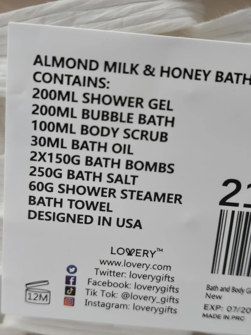 Lovery Luxe 10 Piece Almond Milk and Honey Spa Gift Basket